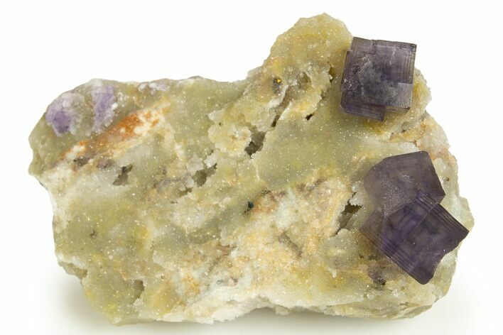 Cubic Purple Fluorite Crystals on Druzy Quartz - China #322838
